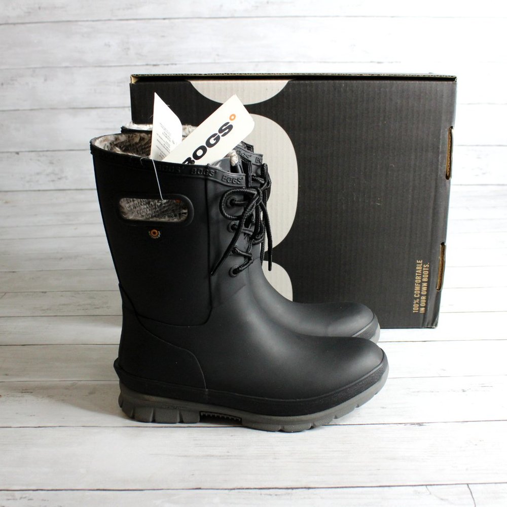 Bogs Women's Winter Waterproof Rain Snow Boots Size 10 Black Lace Up